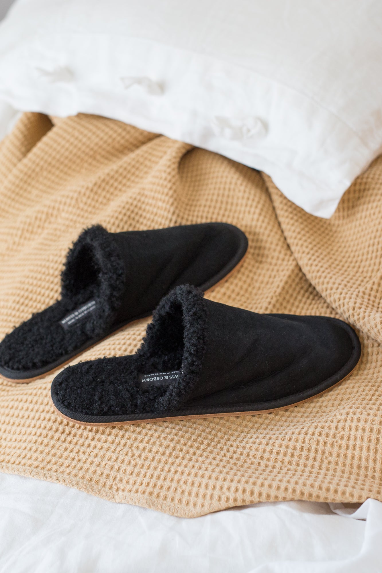 Black Wooly House Shoes