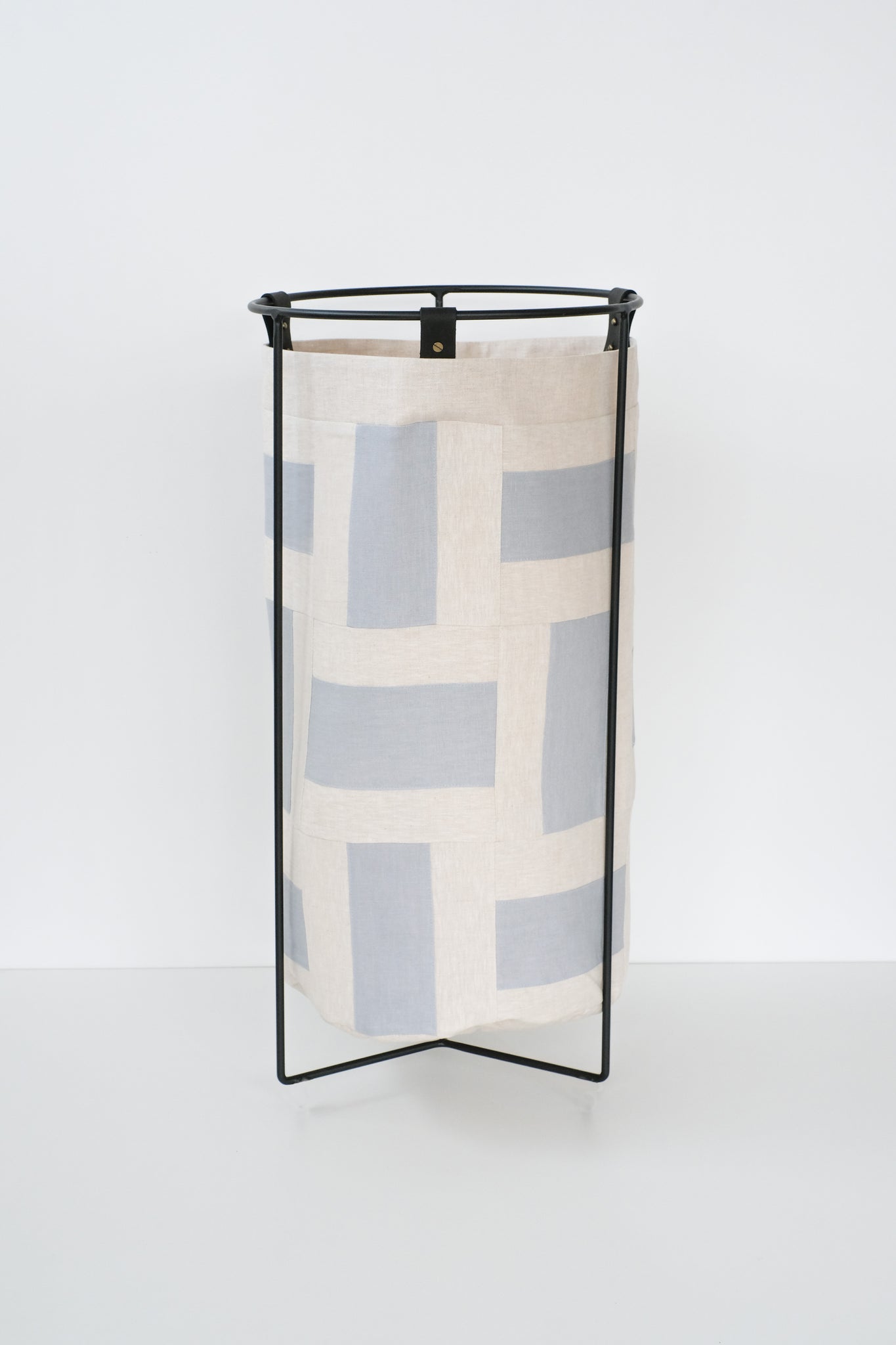 Patchwork Blue Linen Laundry Basket