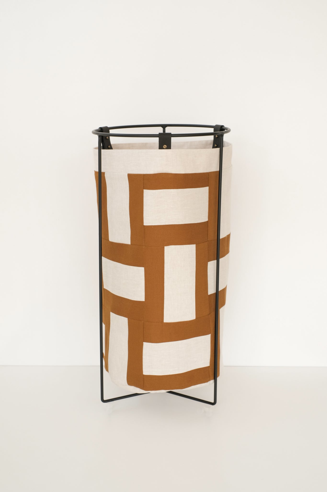 Patchwork Ochre Linen Laundry Basket