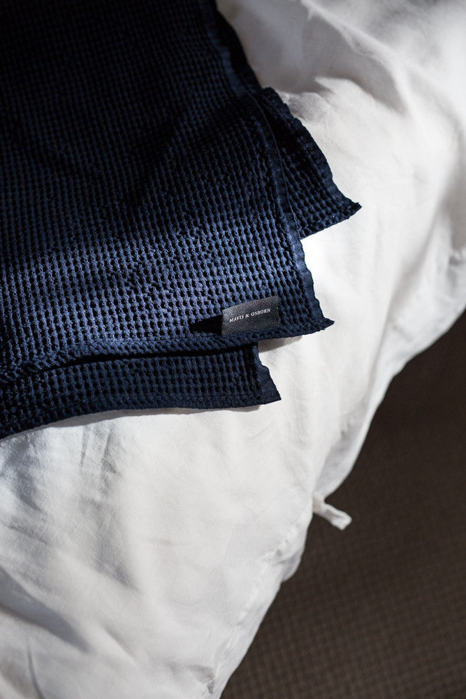 Navy Cotton Waffle Towels