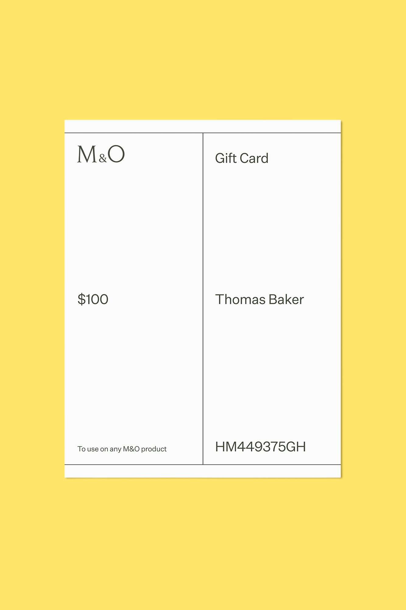 M&O online gift card