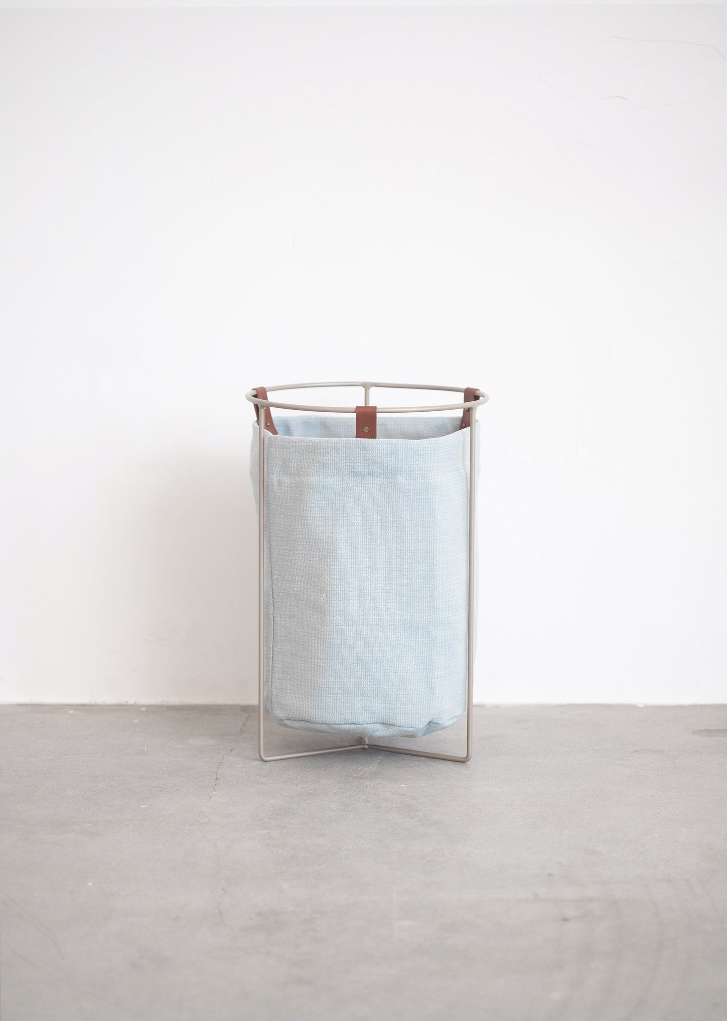 Ice Blue Linen Laundry Basket