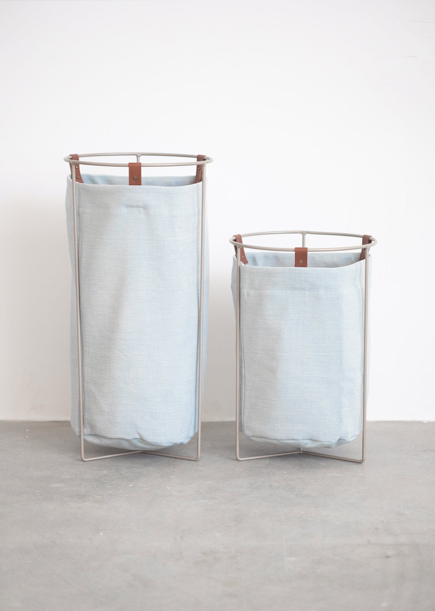 Ice Blue Linen Laundry Basket
