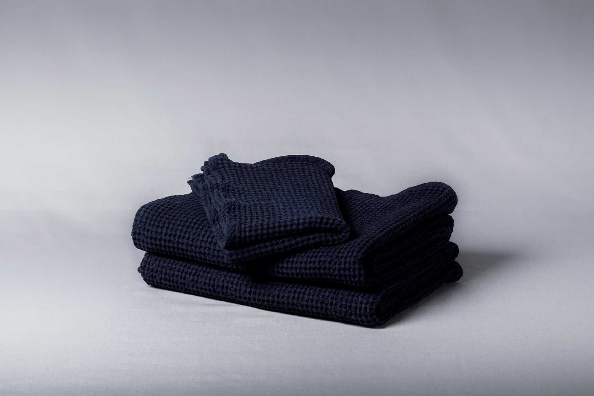 Black Cotton Waffle Towels