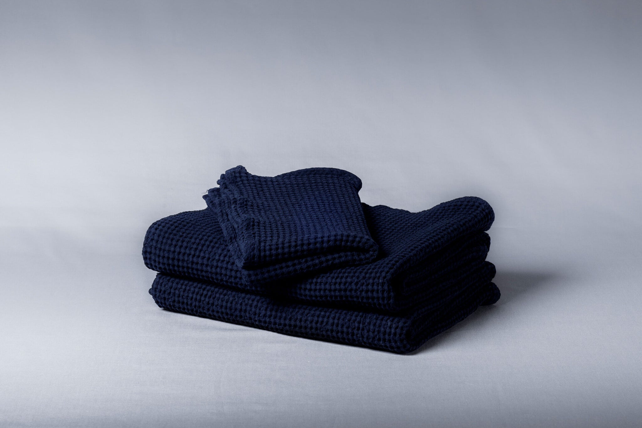 Navy Cotton Waffle Towels