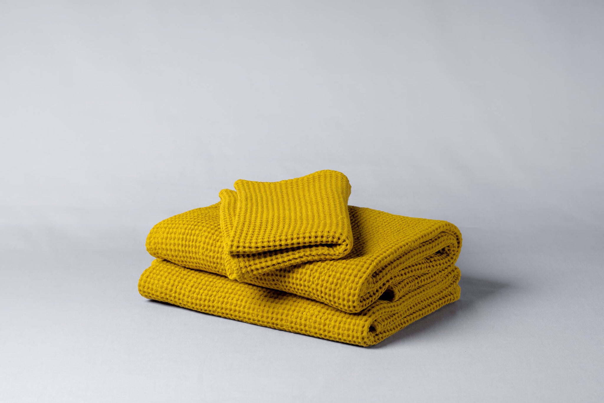 Mustard Cotton Waffle Towels